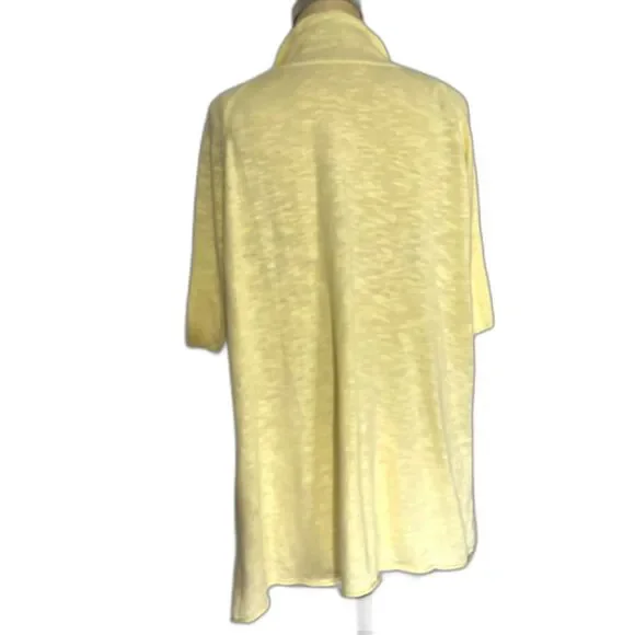 Eileen Fisher Lightweight Yellow Linen Summer Cardigan 1X - Picture 3 of 6
